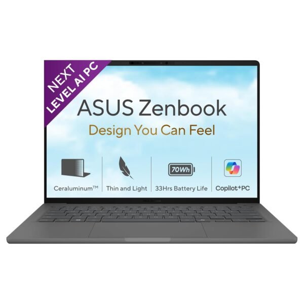 ASUS Zenbook A14 (2026),Snapdragon X2 Elite,NPU Upto 80TOPS,Qualcomm Adreno iGPU,16GB RAM,512GB SSD,FHD+ OLED, 14"(35.5 cm),Win 11,M365 Basic(1Y),Office 24,Iceland Gray,0.99 Kg,UX3407NA-QD226WS,AI PC
